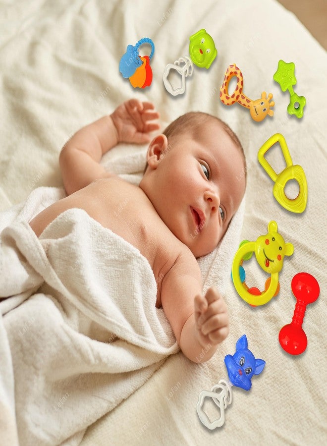 Lefan Baby Products Toys 8 Pcs Rattle Set with Teathers for Newborn Baby Gifts Toy for Babies Children Rattles Set 6-12 Months Teething Toys 3-6 Months Newborn Boy Girl - Image 5